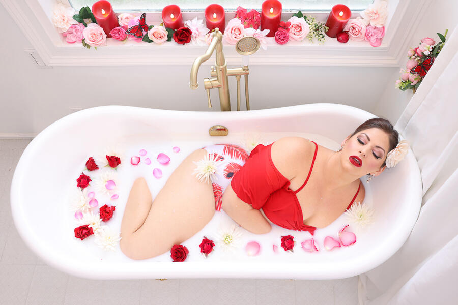 Red Swimsuit Milk Bath
